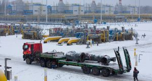 The Gazprom PJSC Slavyanskaya compressor station, the starting point of the Nord Stream 2 gas pipeline, in Ust-Luga, Russia. Photograph: Andrey Rudakov/Bloomberg