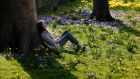 SPRING LEANING: Aoife Banks finds a quiet place within the gardens of IMMA at the Royal Hospital Kilmainham. Photograph: Alan Betson/The Irish Times


