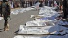 The bodies of those killed in air strikes on a prison in Saada, Yemen, in January. Photograph: STR/AFP via Getty
