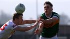 David Clifford of Kerry contests against Ronan McNamee. Photograph: Bryan Keane/Inpho