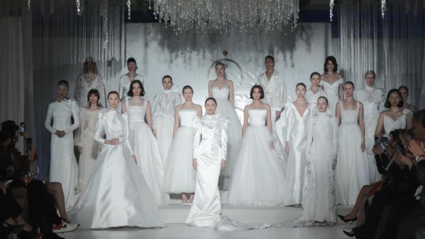 A wedding dress fashion show in Istanbul with creations by Ozlem Suer er.  Photography: Ozan Guzelce/Dia Images via Getty Images