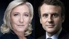  Marine Le Pen and Emmanuel Macron will go into the April 24th presidential election runoff, according to projections following Sunday’s vote.  Photographs: Joel Saget and Eric Feferberg/AFP via Getty Images