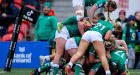 Ireland players celebrate after a Katie O’Dwyer try. Photograph: Ben Brady/Inpho