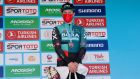 Irish rider Sam Bennett on the podium after the the second stage of the Tour of Turkey on Monday. Photograph: Dario Belingheri/Getty Images