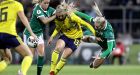  Sweden’s Amanda Ilestedt comes under pressure from Ireland’s Denise O’Sullivan and Saoirse Noonan in last year’s World Cup qualifier at Tallaght Stadium. Photograph: Laszlo Geczo/Inpho