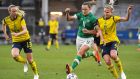 Sweden vs Republic of Ireland:  Ireland’s Katie McCabe  on the ball during yesterday’s World Cup qualifier. Photograph: Inpho 