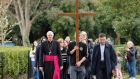 Catholic Archbishop of Dublin Dermot Farrell leading a ‘Way of the Cross’ procession from the Wellington Monument to the Papal Cross in the Phoenix Park, as part of Easter religious ceremonies. Photograph: Alan Betson / The Irish Times