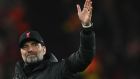 Liverpool manager Jurgen Klopp celebrating at the end of the  Champions League quarter-final  match  against Benfica at  Anfield,  Liverpool, on April 13th. Photograph: Paul Ellis/AFP