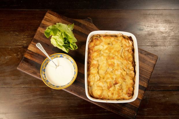 Poulangère (a Potato Boulangere with chicken and a horseradish cream). Photograph: Patrick Browne