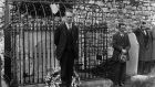 Liam Mellows, IRA leader,  gives a speech at a graveside in June 1922. He was later executed by the Free State government. Photograph:Walshe/Topical Press Agency/Getty Images