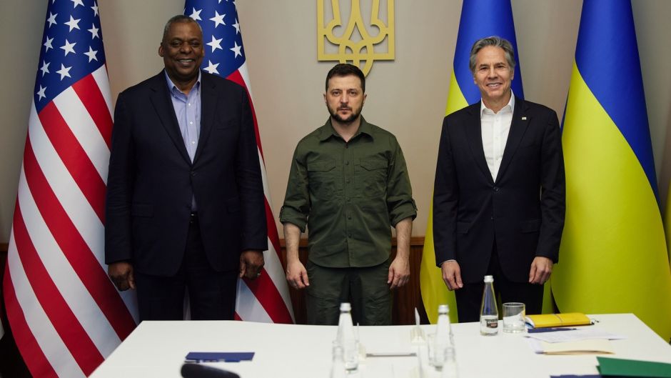 US officials pledge more military aid on visit to Kyiv