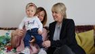 Natalia Les and her one-year-old daughter Margot with  host Sorcha Woods. Photograph: Nick Bradshaw  
