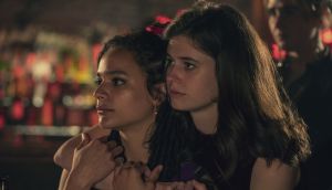 Sasha Lane and Alison Oliver in Conversations with Friends. Abrahamson cast  American actress Lane as Bobbi because “there aren’t a lot of people who are charismatic in that very particular and quiet way that she is”.