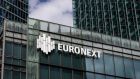 The Euronext stock exchange in the La Defense business district in Paris. French stocks climbed 0.5 per cent on Wednesday. Photograph:  Anita Pouchard Serra/Bloomberg