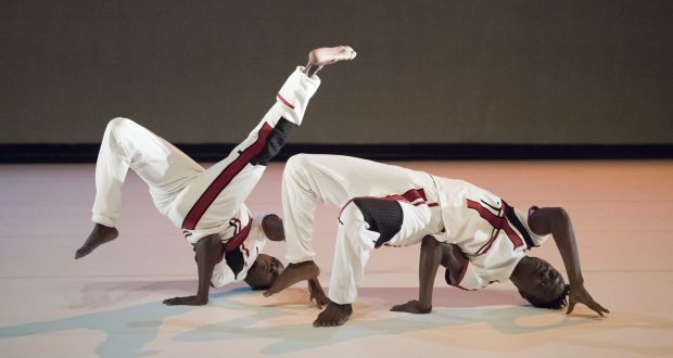 Dancers performing Siguifin, for which French choreographer Amala Dianor has brought together three choreographers and nine dancers from Mali, Senegal and Burkino Faso in a collaboration that merges styles and nations. 