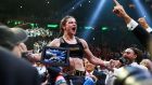 Katie Taylor celebrates her win over Amanda Serrano at Madison Square Garden on Saturday. Photograph: Gary Carr/Inpho