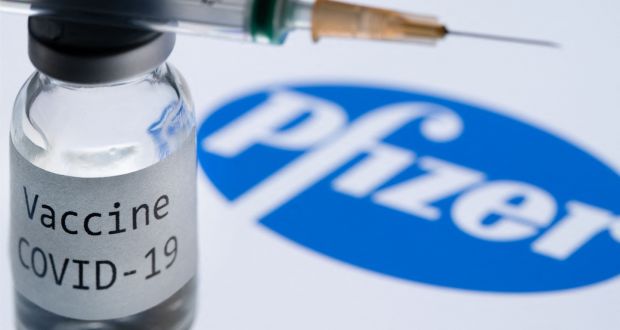 Pfizer kept its outlook for annual sales of its Covid-19 vaccine and treatment, disappointing investors who looked for the products to continue driving growth.  Photograph:  Joel Saget/AFP via Getty Images