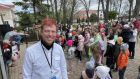 Odesa event planner and volunteer Andrei Bochko at a party for children evacuated from Ukraine’s war zone. Photograph: Daniel McLaughlin