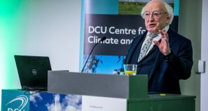 President Michael D. Higgins pictured at the DCU Centre for Climate and Society inaugural conference at which he delivered a significant keynote address about Ireland's response to climate change. Pic Kyran O'Brien DCU