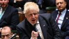 British prime minister Boris Johnson speaking during the first day of a debate on the queen’s speech, in the House of Commons on Tuesday. Photograph: Jessica Taylor/AFP via Getty Images