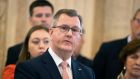 DUP leader Jeffrey Donaldson speaking in the Great Hall of Parliament Buildings at Stormont on Friday. Photograph: Liam McBurney/PA Wire