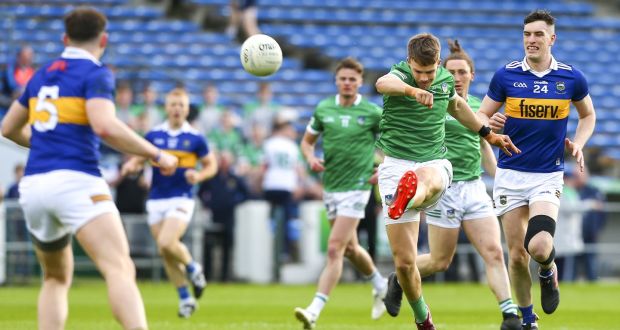 Limerick’s Cillian Fahy scores the first point of the game in Thurles. Photograph: Ken Sutton/Inpho