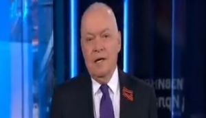 Television host Dmitry Kiselyov refused to apologise for the animated graphic broadcast earlier this month showing a nuclear strike off the Irish coast erasing Ireland and Britain from the map