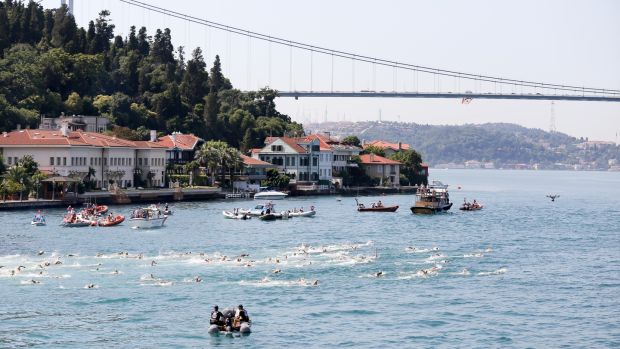 Swimming from Asia to Europe across the mighty Bosphorus river
