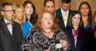 Alliance Party leader Naomi Long with party colleagues. Photograph: Liam McBurney/PA Wire