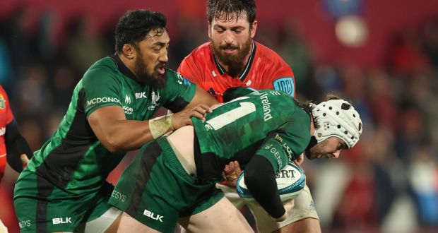  Connacht’s Mack Hansen and Bundee Aki will be sidelined this weekend. Photograph: Billy Stickland/Inpho