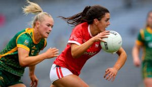  Erika O’Shea of Cork and Meath’s Vikki Wall are both heading for the AFLW. Photograph: Ryan Byrne/Inpho