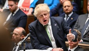 British prime minister Boris Johnson speaking  in the House of Commons, London.  Photograph: UK Parliament/Jessica Taylor/PA Wire 