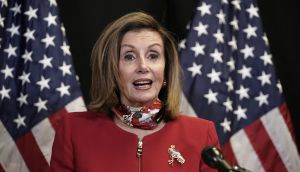 Nancy Pelosi: ‘I urge constructive, collaborative and good-faith negotiations to implement an agreement that upholds peace.’ Photograph: J. Scott Applewhite/AP Photo/Bloomberg