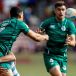 Ireland’s Jordan Conroy offloads to Bryan Mollen during the HSBC World Rugby Sevens Series at the  Stade Ernest-Wallon in Toulouse. Photograph: Martin Seras Lima/Inpho