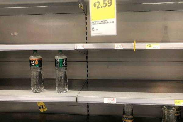 Panic buying of bottled water leaves some shop shelves bare