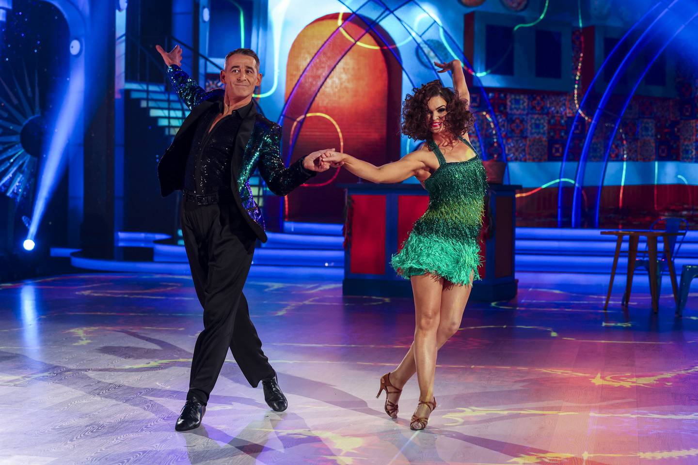 Jockey Davy Russell and partner Kyle Vincent during Dancing with the Stars. Photograph: Kyran O’Brien/kobpix