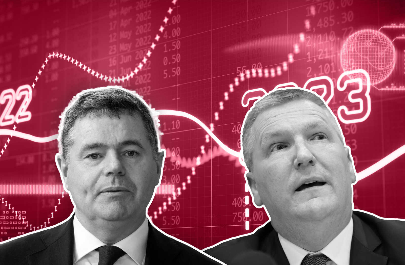 The two budget ministers, Paschal Donohoe and Michael McGrath, will argue for a portion of the extra cash to be used for paying down some of the national debt. Illustration: Dean Ruxton