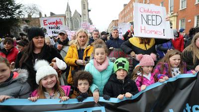 ‘Homes not hotels’: Thousands march in Dublin against homelessness