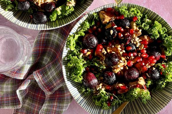 Lilly Higgins: A seasonal winter salad with roasted sweet potato, kale, pomegranate and grapes