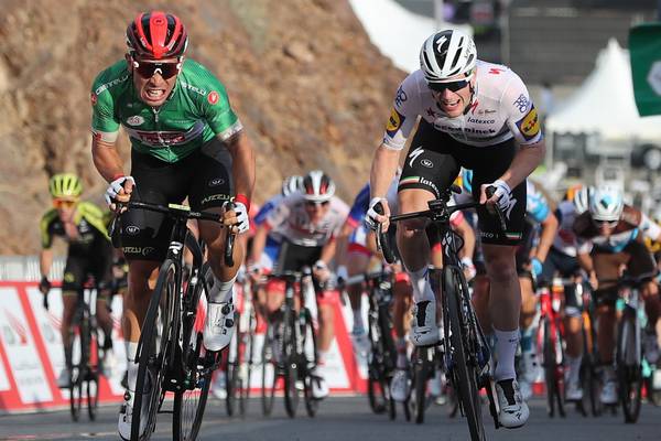 Sam Bennett sprints to second in stage two of the UAE Tour