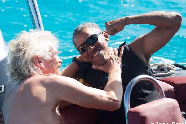 Kiteboarding Obama leaves Richard Branson in his wake