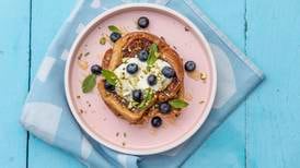 French toast with blueberries, honey and yoghurt