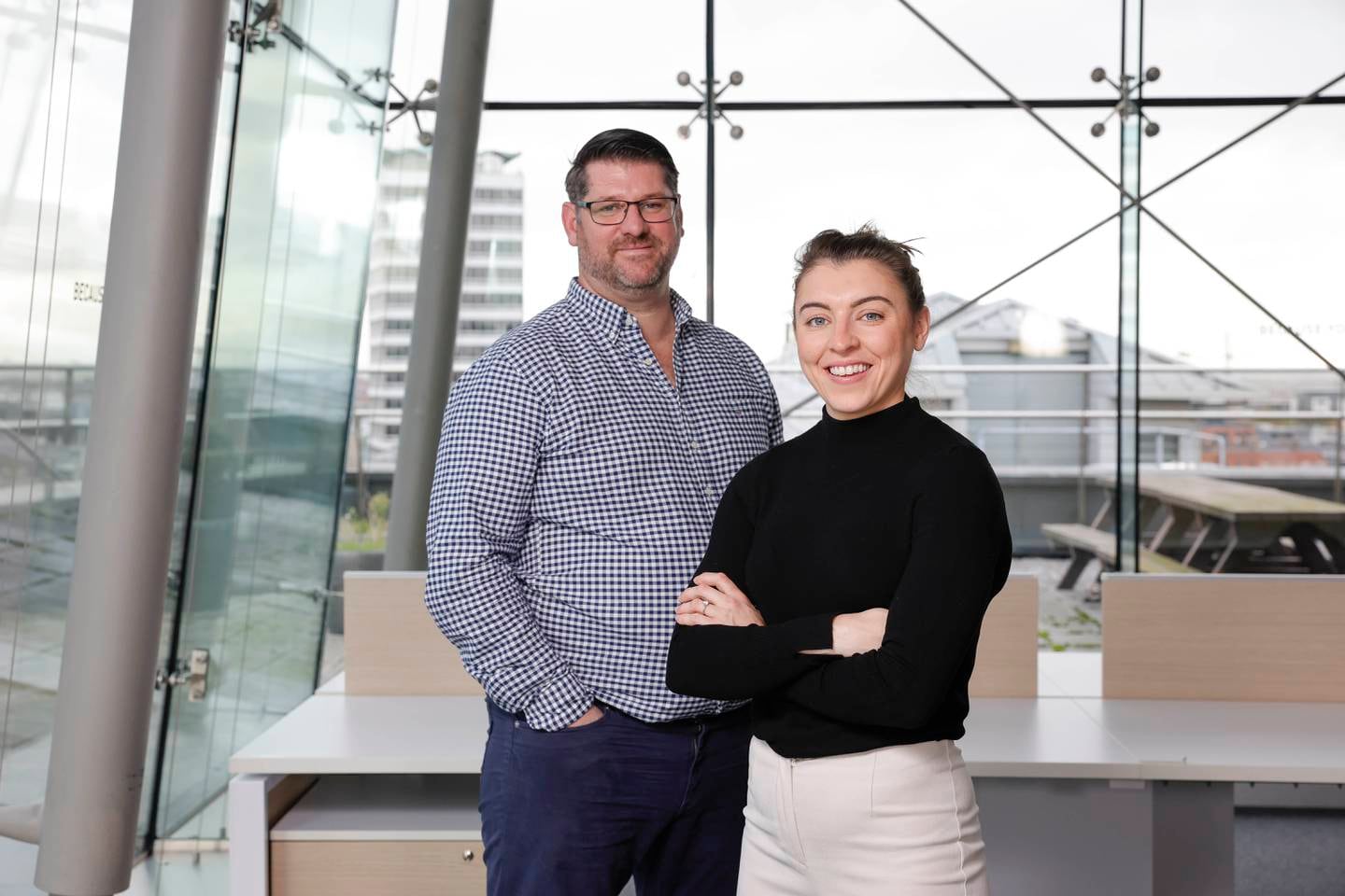 Colin Morrisey and Niamh Mallon of Orreco at The Irish Times Innovation Awards 2023 final judging day. Photograph: Conor McCabe Photography.