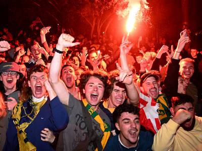 Socceroos go through: Australia fans celebrate late into the night
