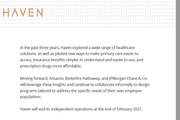 Amazon, Berkshire and JPMorgan to close joint health care venture Haven