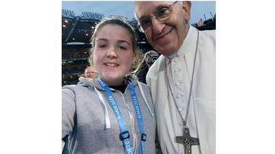 Girl’s social media ‘hopping’ after securing selfie with Pope Francis