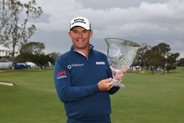 ‘I never make it easy’: Pádraig Harrington recovers from two double bogeys to win Hoag Classic