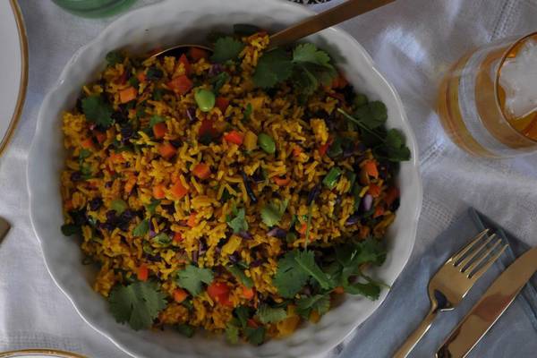 Rainbow vegetable pilau rice
