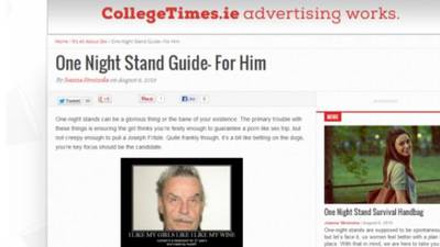 College website apologises to advertiser for article about one-night stands