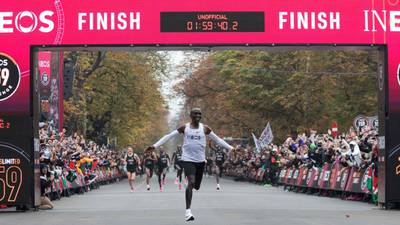 Kenya’s Eliud Kipchoge runs first ever sub two-hour marathon